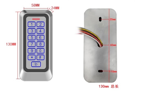 금속 케이스 외관 Ip67 EM/MF 카드 액세스 제어 백라이트 키보드