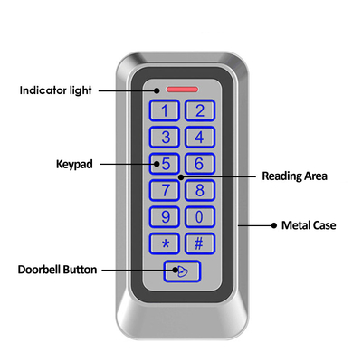 방수 IP67 금속 케이스 RFID 카드 키보드 1000명의 사용자와 함께 독립된 액세스 제어