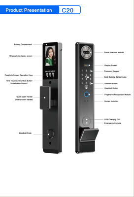 방수 TTlock Tuya 앱 지문 코드 카드 키 스마트 도어 잠금 장치