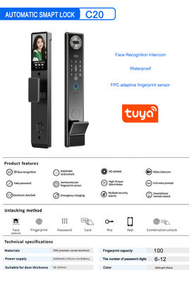 방수 TTlock Tuya 앱 지문 코드 카드 키 스마트 도어 잠금 장치